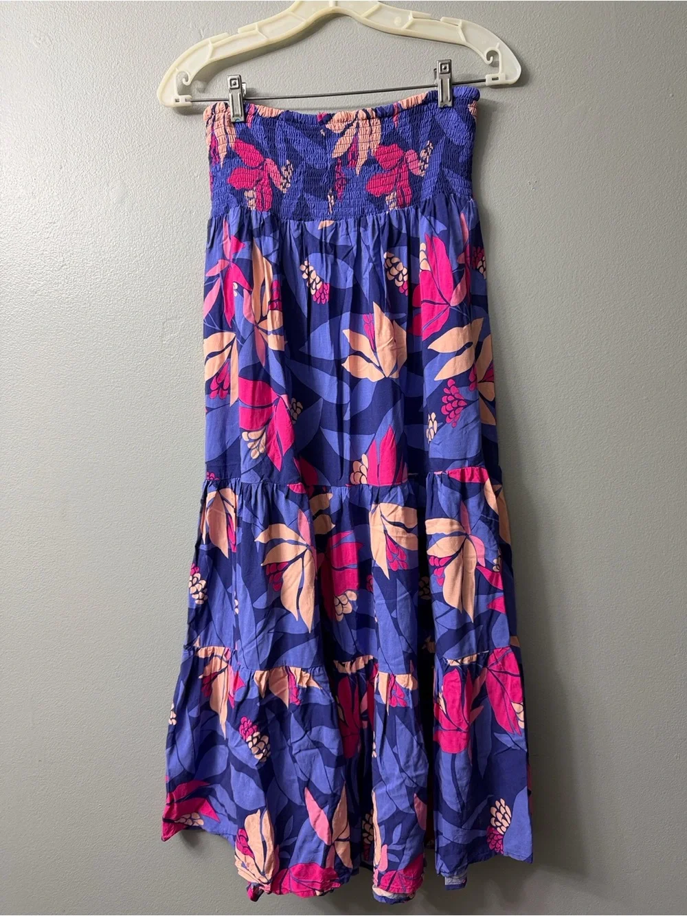 Floral Tiered Dress/Maxi Skirt in Purple and Pink